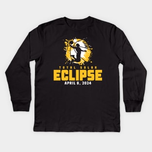 Total Solar Eclipse 2024 Basketball Kids Long Sleeve T-Shirt